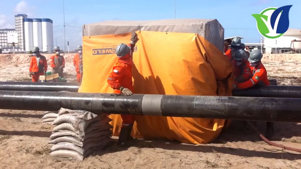 Testes de jateamento em campo - Abrasivo Ecológico Cobau